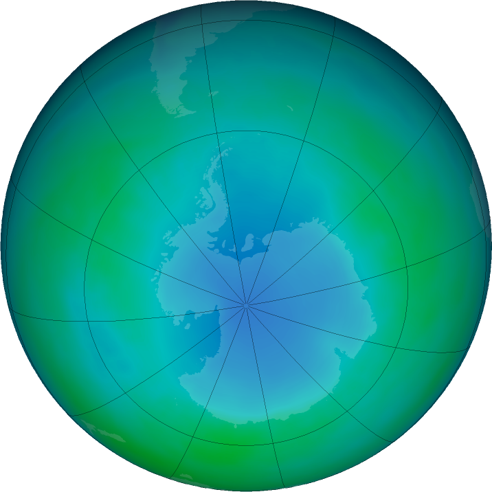 Antarctic ozone map for May 2023
